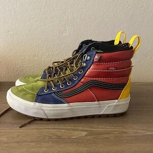 Vans Kids High-Top Sneakers in Red, Blue, Green, Yellow